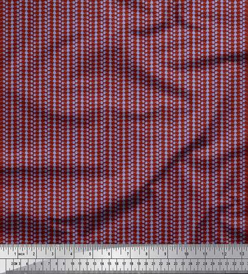 Red Poly Crepe Fabric Shells Ocean Print Fabric by the Metre 42 Inch