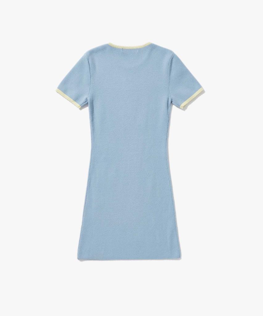 Plack Woman Ribbed Knit Mini Dress Light Blue