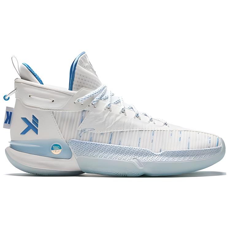 Anta KT9 Shock Absorbing Durable Low Top Basketball Shoes Men Sneakers White Blue 112421101-2