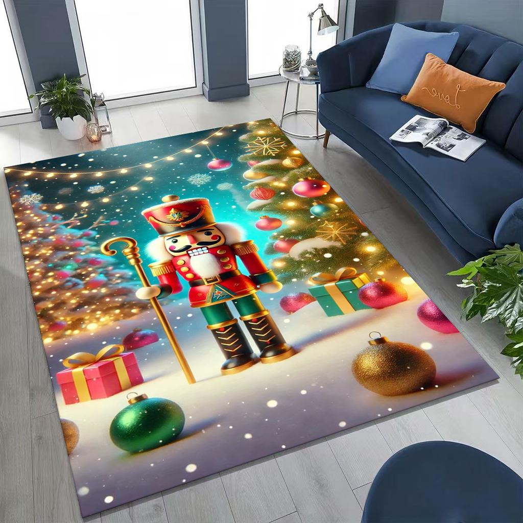 2026 New Nutcracker Merry Christmas Tree Cartoon Puppet Gift Carpet Rug for Bedroom Living Room Sofa Home Doormat Decor,Non-slip