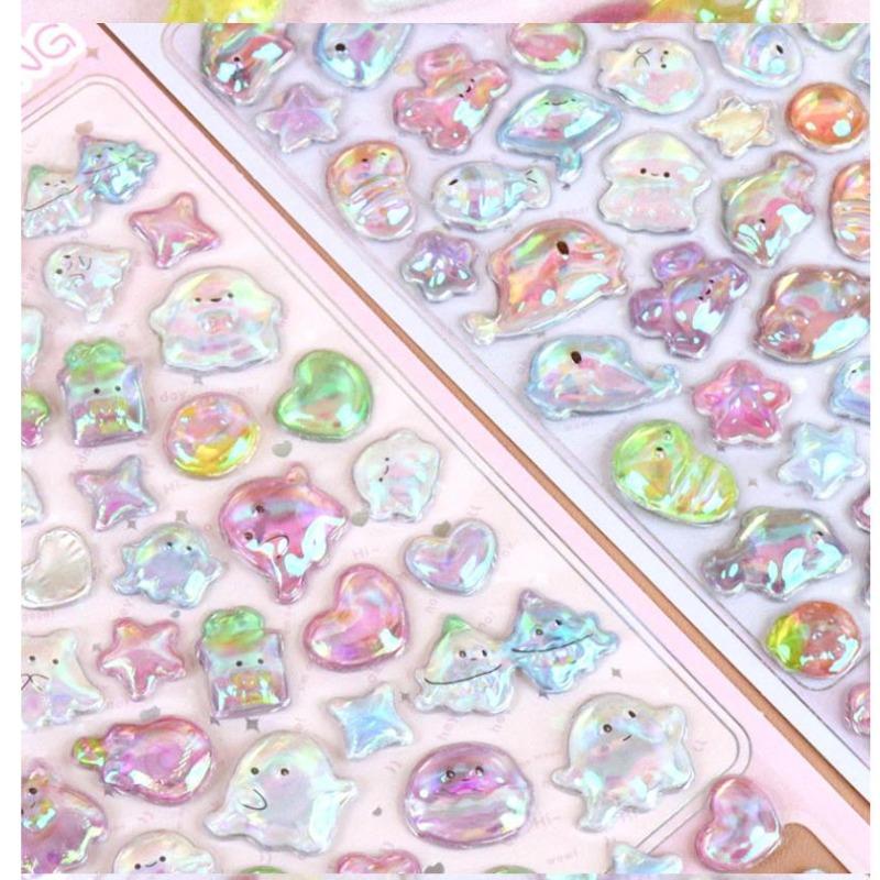New 2025 popular 3D rainbow embossed stickers for children, featuring cute animals, perfect for decorating planner books Gifts
