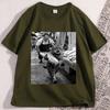 Funny Cat Stealing Fish T Shirt Men Cotton Round Neck Short Seeve Tees Loose Casual Comfortable Round Neck Short Sleeve Tops