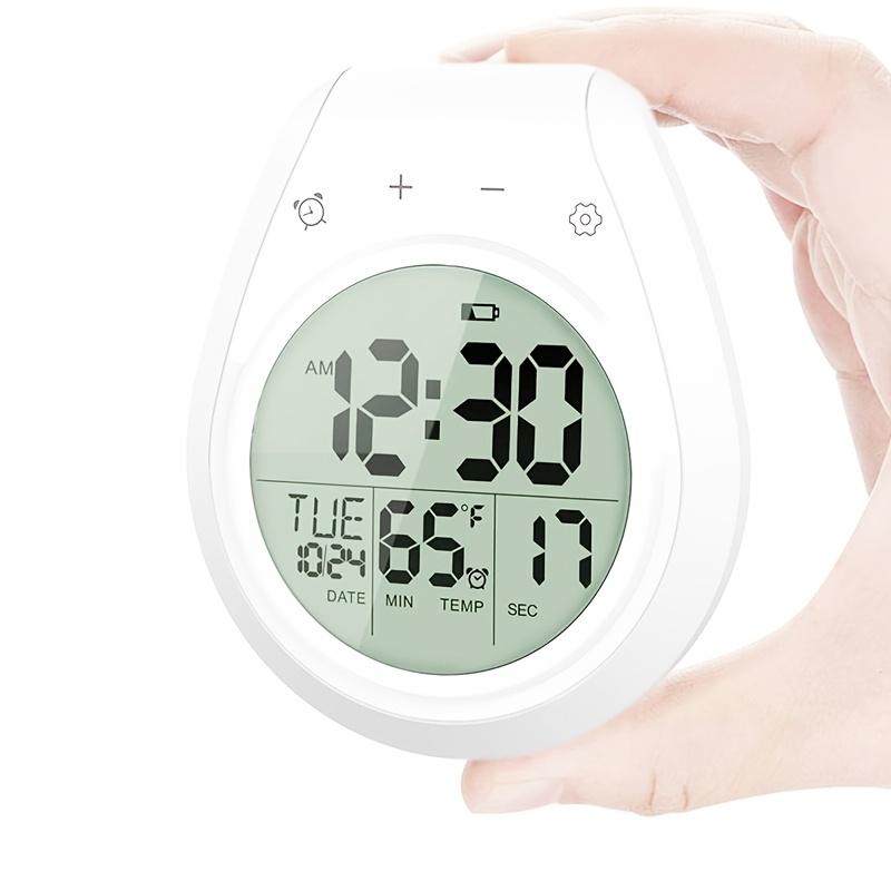 Digital Bathroom Clock with Large LCD Display, Shower Timer and Thermometer, Easy Install with Suction Cup Mount,Temperature Display In Celsius