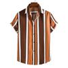 Trendy Striped Short-sleeve Button-up Shirt, Perfect for Casual Wear