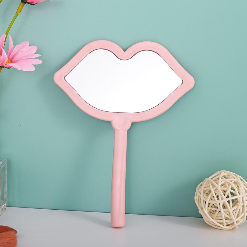 Lip-Shaped Handheld Makeup Mirror with Customizable Handle: Portable HD Mini Mirror for DIY Touch-Ups
