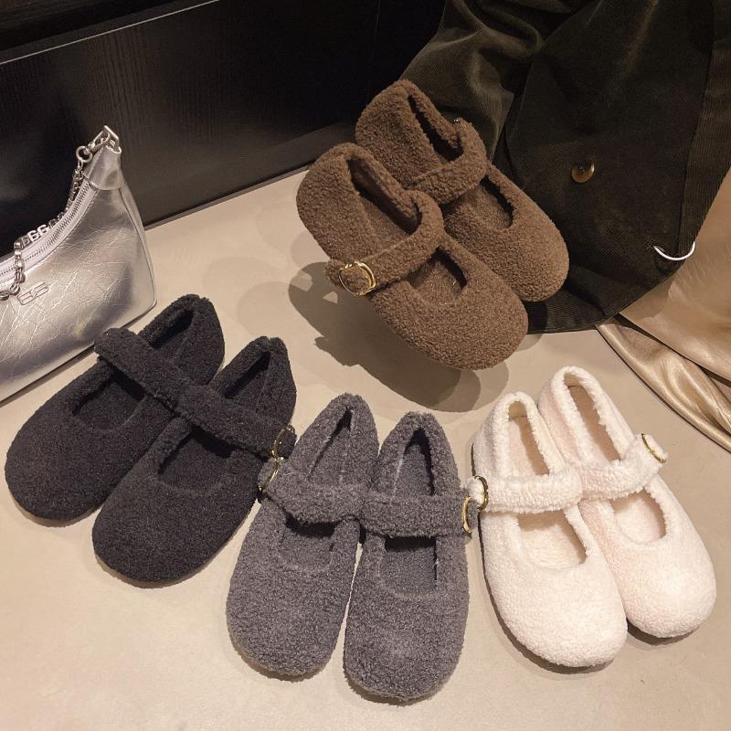 Mao Mao Shoes Women's Winter Wear Temperament Women's Velvet Mary Jane Shoes Flat Cotton Shoes