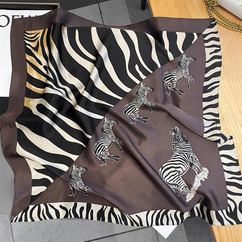 Lenço Quadrado de Cetim de Seda 100% Puro Alta Qualidade para Mulheres Estampado Bolsa de Mão Pulseiras de Pulso Xale Feminino Lenço de Pescoço Foulard