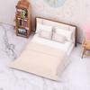 Dollhouse New Chinese Double Bed Model Micro Scene Model Miniature Furniture Dolls Accessory Simulated Mini Furniture Ornament