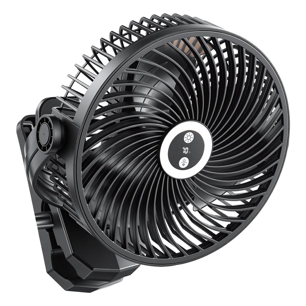 Portable Clip Fan, Rechargeable Clip On Fan with Light, USB Port with 3 Speeds & Circulation Mode, Strong Airflow Sturdy Clamp, Long Runtime for Desk,
