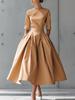 Elegant European Three-Quarter Sleeve A-Line Dress