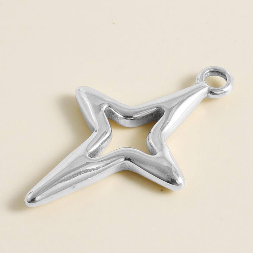 6pcs Steel Color Assorted Pendant Filligree Moon Sun Doji Charm Stainless Steel Charms For Jewelry Making Bracelets DIY Keychain