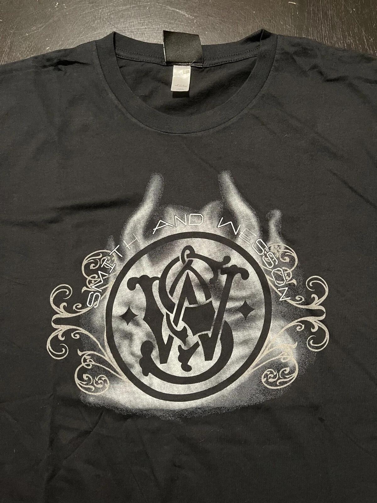 Smith And Wesson Firearms Logo 100% Cotton T-shirt Mens Tees Top, Black, Size: Large XL