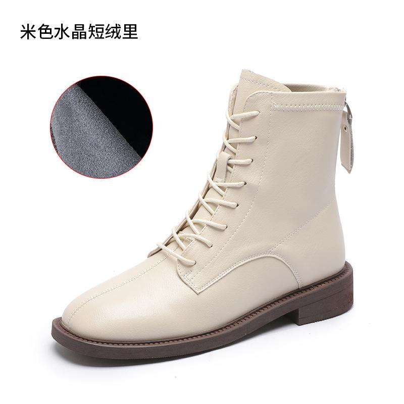 

Rear Zipper Martin Boots Women s 2025 Autumn and Winter New Boots Women s Flat-bottomed White Short Boots Women s Korean Version Versatile Skinny Boot 40