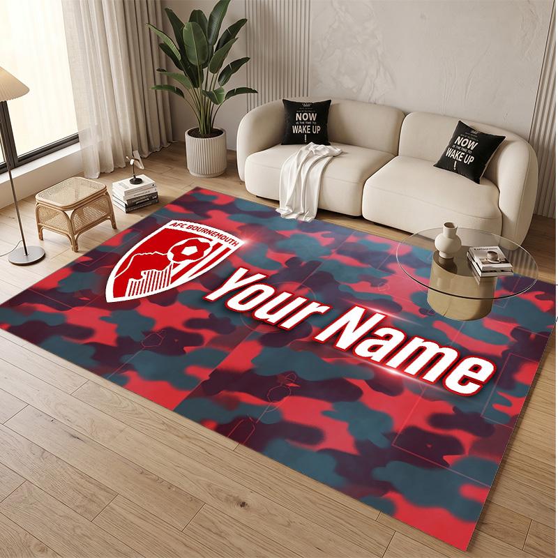 Personalized Crystal Velvet Carpet Bournemouth Football Pattern Non Slip Floor Rug