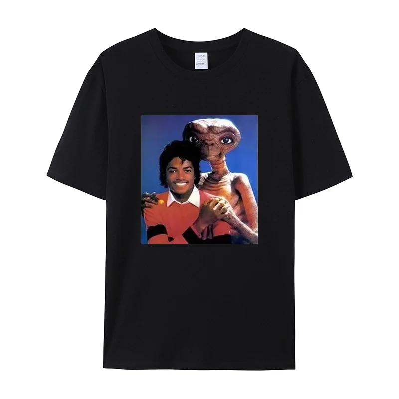 2025 Sommer Mode Kurzarm, Michael Jackson und E.t.T Rundhals Lockeres T-Shirt für Männer und Frauen