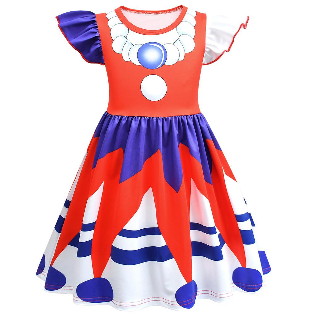 

83035 Kids Girls Lily Lovebraids Clown Print Ruffle Sleeves A Line Dress 100cm красный