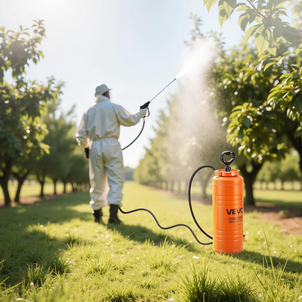 Industrieller Betonsprühgerät, 14L Edelstahl-Sprühgerät, Heavy Duty Tri-Poxy Pumpensprühgeräte, 52cm Lanze mit ergonomischem Pistolen Griff, 1,2m & 3m Schläuche, 2