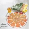 Lemon Slice Placemat Linen Heat Insulation Dining Mat Embroidered Round Orange Washable Placemat for Dining Table Decoration Protection