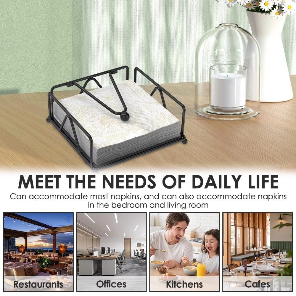 Square Design Napkin Holder Weighted Arm Tissue Organizer Paper Napkin Organizer  Desktop Placement