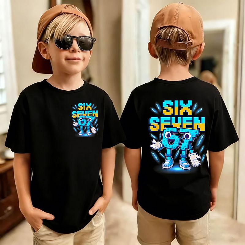 Cute Funny Six Seven Italian Brainrot 67 Number Graphic Print TShirt BoyGirl Summer Short Sleeved Kids Comfortable Tshirt Top