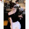 Women's Ribbed Off-Shoulder Slim Fit T-Shirt