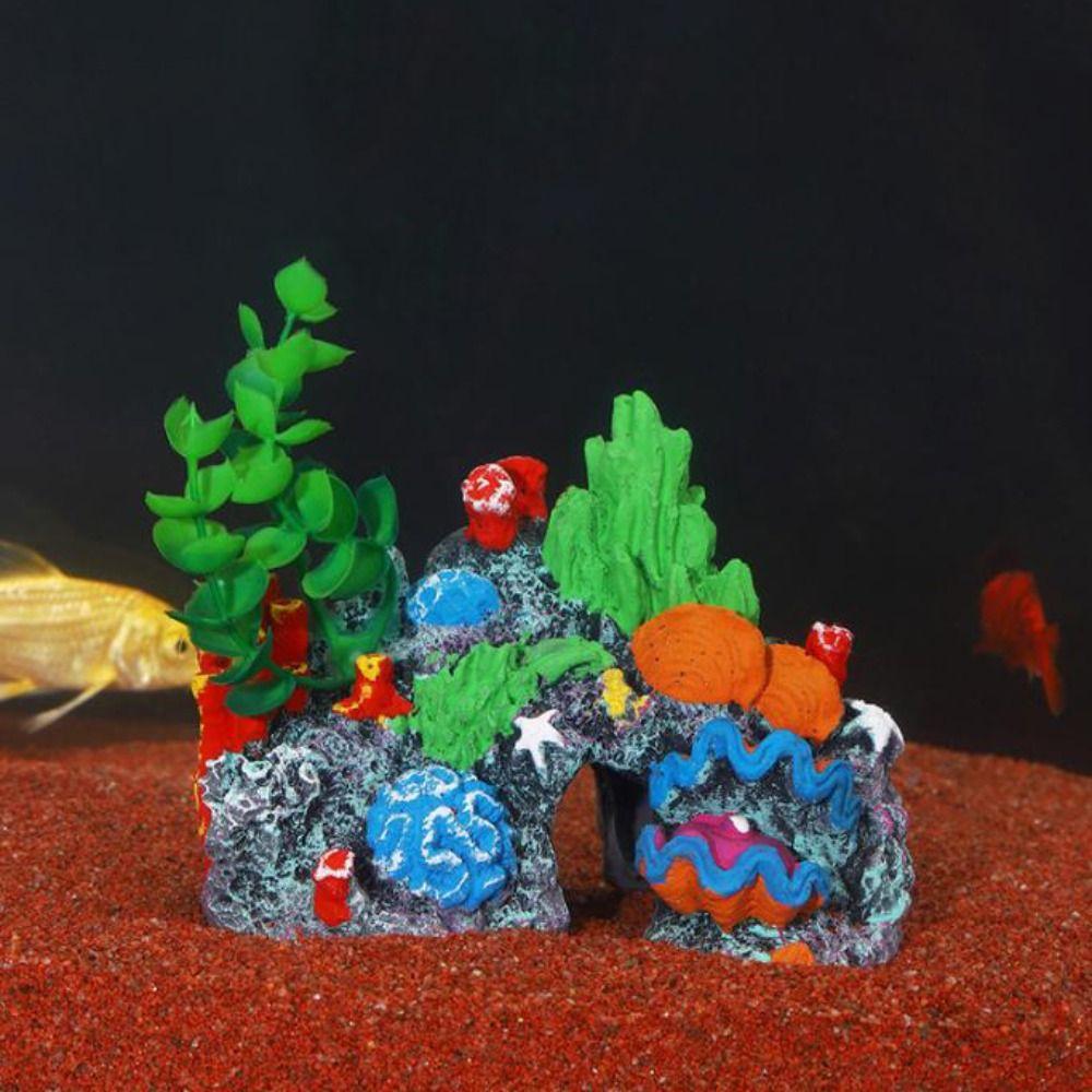 Colorful Aquarium Coral Reef Ornaments Creative Simulated Resin Rockery  Aquatic Habitat
