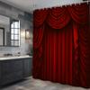 Red Velvet Theater Curtain Shower Curtain Dramatic Stage Drapes Elegant Luxury Bathroom Decor Waterproof Easy To Install