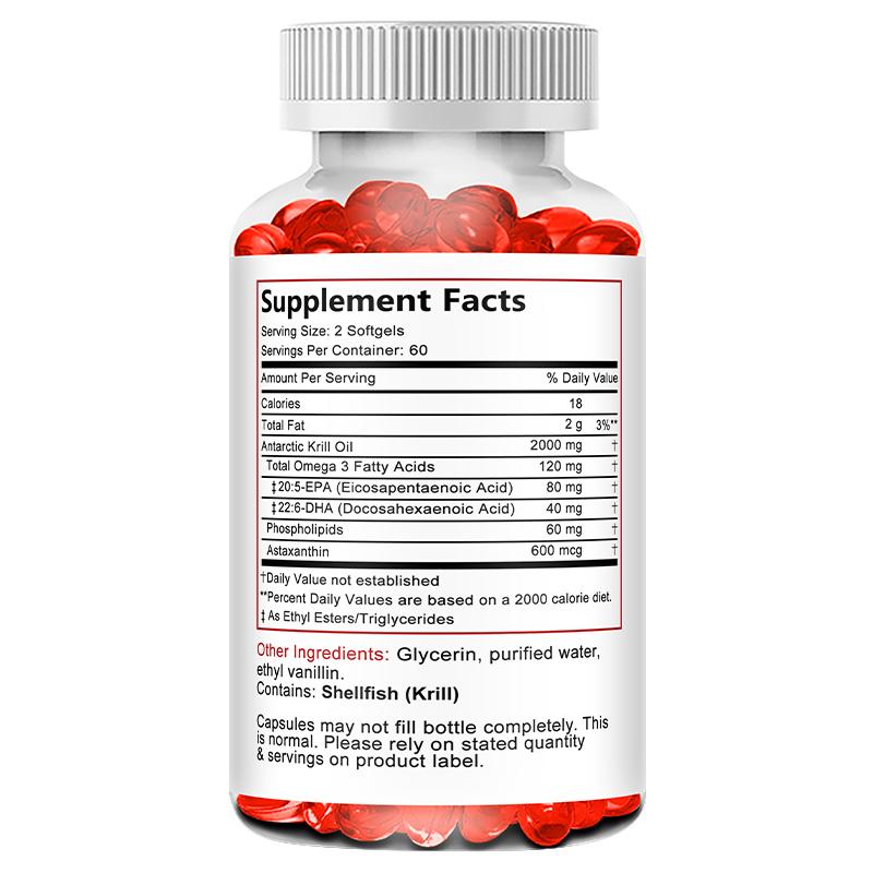 Antarctic Krill Oil 2000 Mg, Total Omega 3 Fatty Acids 120 Mg, Dietary Supplement