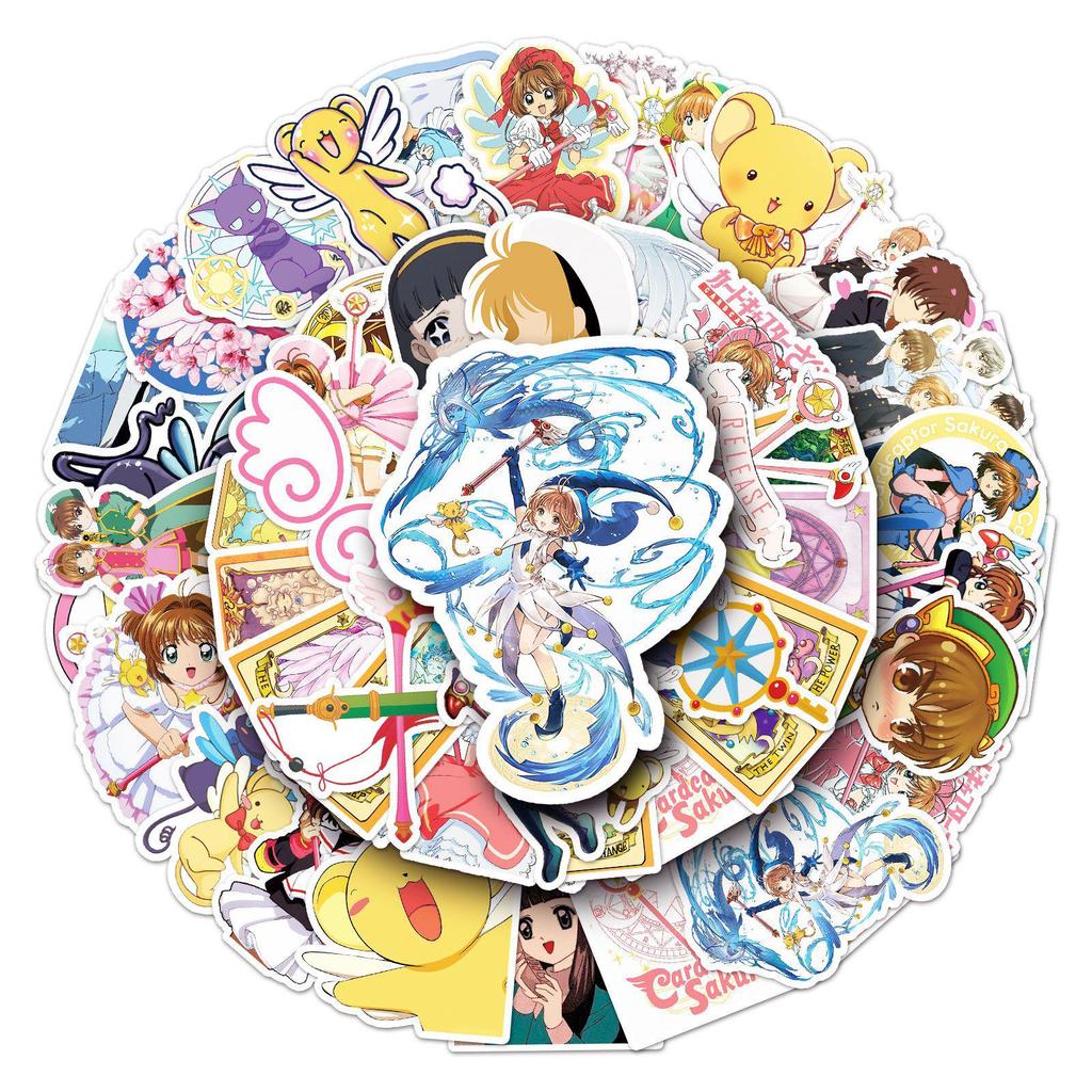 50 Anime Cardcaptor Sakura Cartoon Graffiti Stickers for Suitcase, Car, Refrigerator