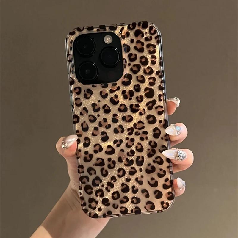 

Retro Brown Leopard Print Clear Phone Case For iPhone 16 15 14 13 12 11 Pro Max 15 Pro XS XR X 7 8 Plus Shockproof Soft Cover For iPhone 16 Pro