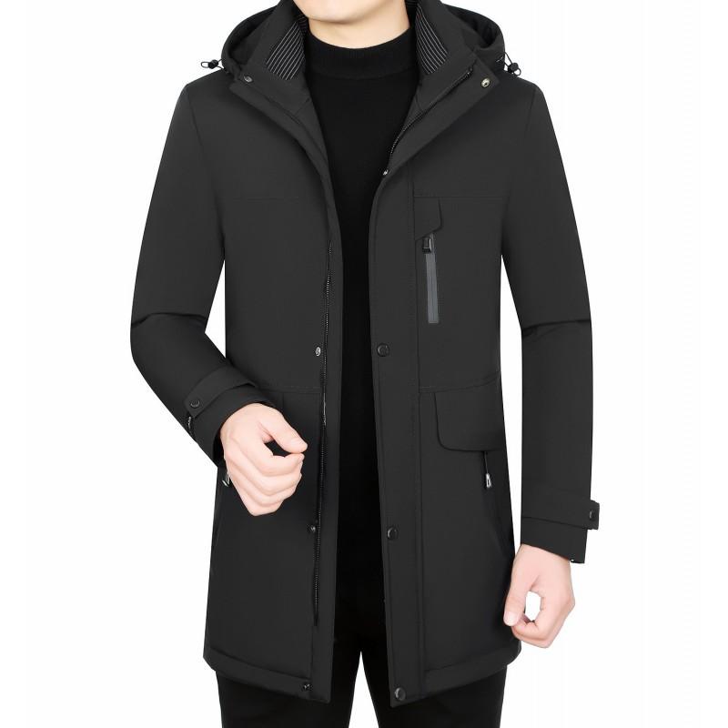 Mens Short Down Jacket Winter Warm Hooded Parka Middle-Aged Men Slim Fit Black Gray Coffee Navy