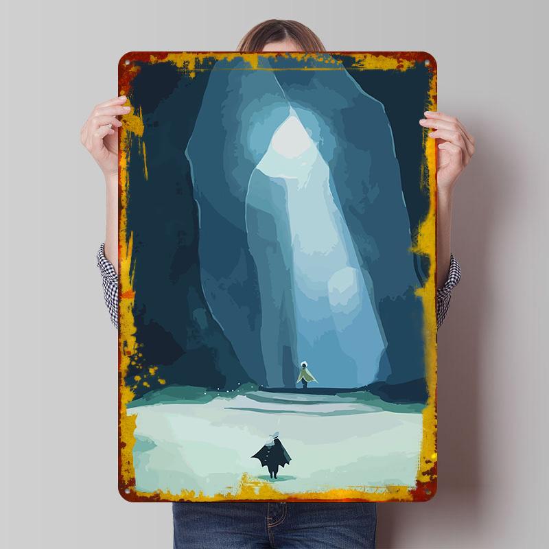 

Man Cave Entrance With Two Figures Tinplate Poster Customized Wall Art Vintage Retro Metal Signs for Decoration Living Room Home 7.9x11.8In(20x30cm)