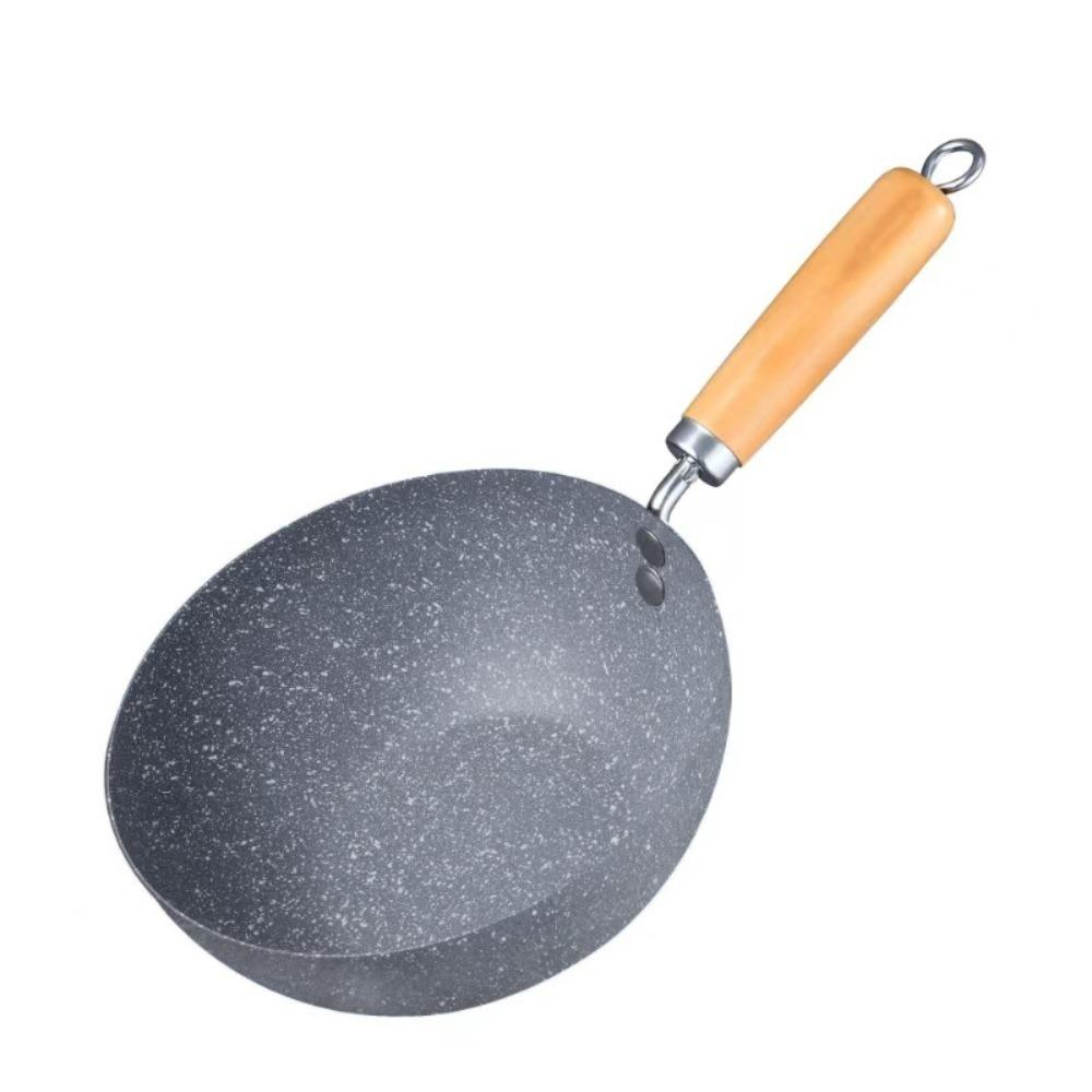 Non-stick Marble Pattern Wok Rapid Heat Milk Pot Useful Stir Fry Pan  Dormitory