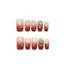 Wearable Nails Champagne Color Mid-Length Manicure Patch Ice-Clear Cat-Eye Sparkling Diamond Revealing White Fake Nails High-end Handmade Nails