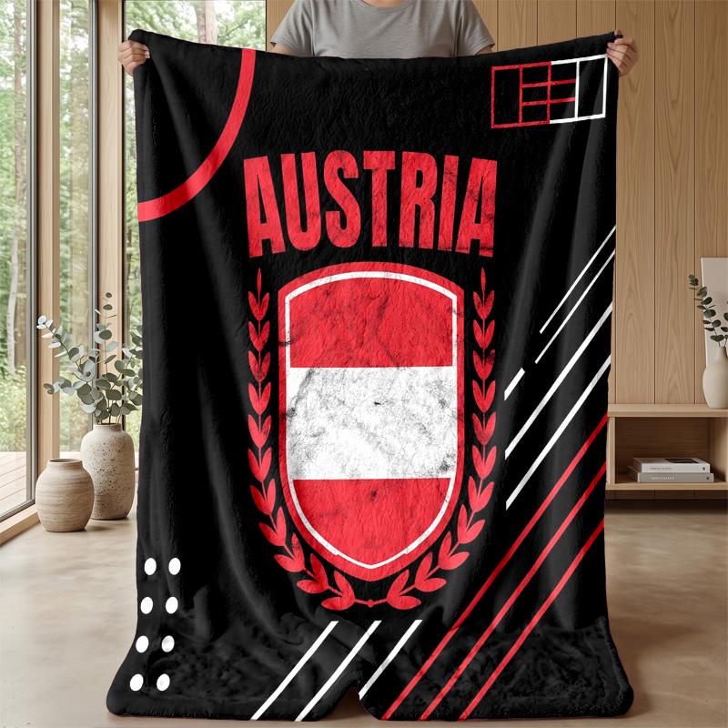 Austria Football Printed Flannel Blanket Skin Friendly Warm Decorative Throw for Indoor Couch Bed Daily Use