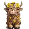 Halloween Skotská vysočinská kráva Skotská vysočinská kráva Gnomové se slunečnicí Pryskyřičná figurka Tele Gnom Stádo Gnomů pro zahradní dekoraci