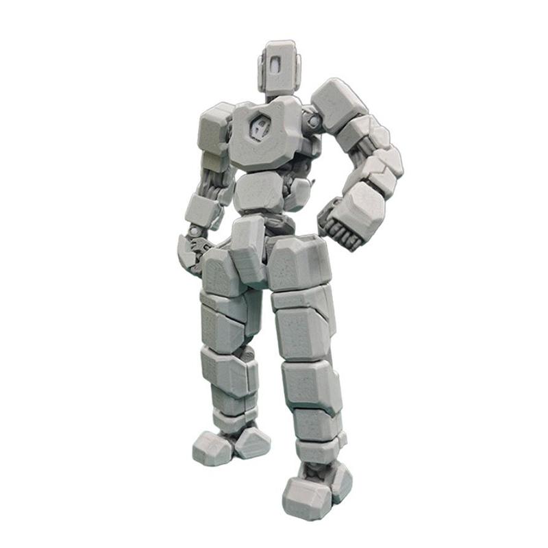 New Articulated Action Figure 3D Printed Mecha Robot Mini Toy Multi-Joint Poseable Mech Warrior Model Collectible Figure Gifts серый