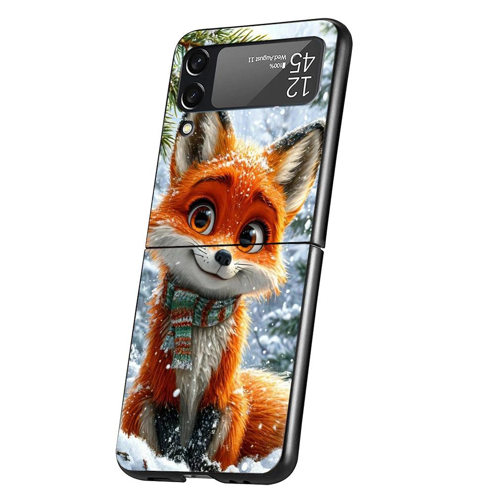 Animal Fox Phone Case For Samsung Galaxy Z Flip 7 6 5 4 3 5G Cover ZFlip7 ZFlip6 ZFlip4 ZFlip5 ZFlip3 Coque Fundas Galaxy Z Flip