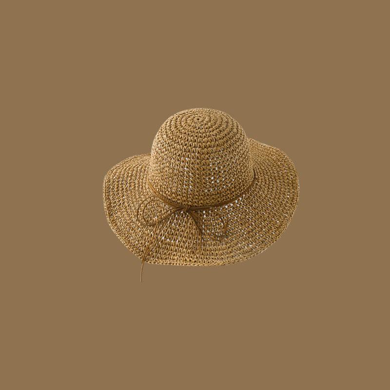 Fashion Ins Net Red Summer Outing Large Brim Sun-shading Beach Sun Hat Korean Version of The Obvious Face Small Straw French Straw Hat Female