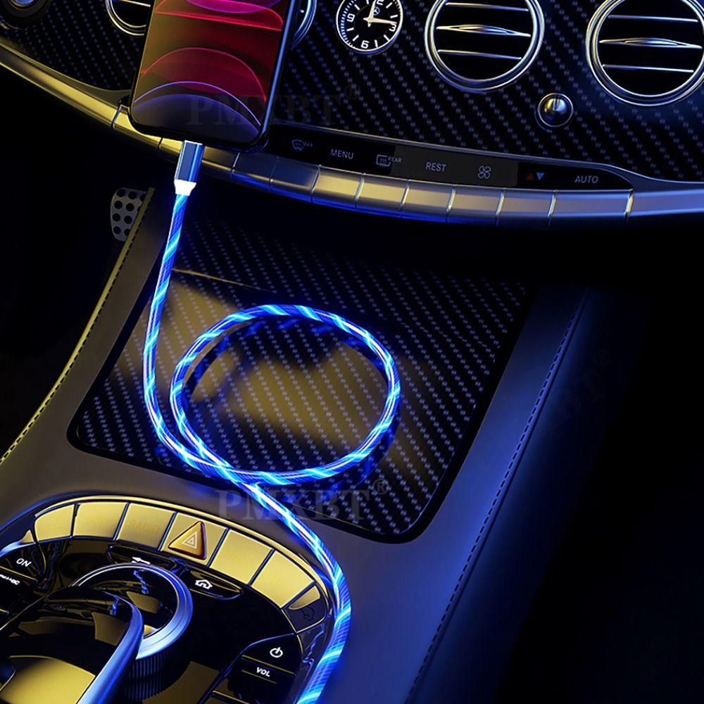 USB C Wire Type C Micro USB Type C Data Cord Charge Wire Mobile Phone Charging Cables Glowing Cable