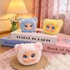 Cute Fluffy Plush Doll Pendant with Elegant Pearl Bow Cartoon Face Soft Ornament for Backpack Holiday Gift