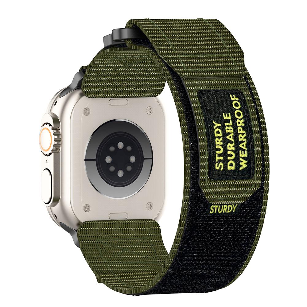 

Nylon Watchband with Connector For Apple Watch 10 46mm/Ultra 2/Ultra 49mm/9 8 7 45mm/SE (2023) (2022)/SE 6 5 4 44mm/3 2 1 40mm Army Green