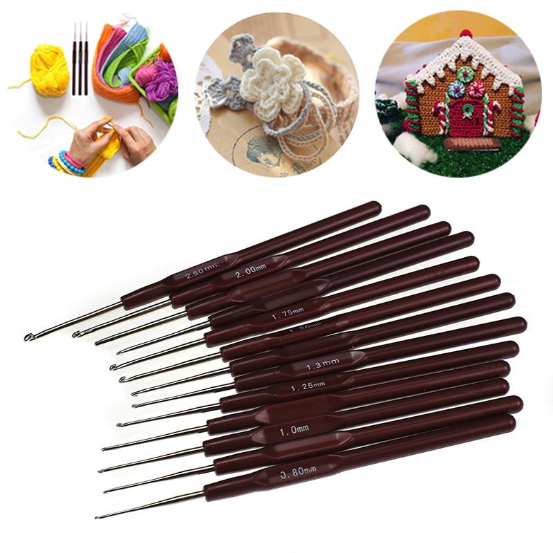0.5-2.5mm Aluminum Alloy Knitting Needles Crochet Hooks DIY Knitting Hooks Handle For Yarn Weave Needles Kit Craft Sewing Tools