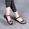2025 New Summer Flat-soled Sandals Women's Soft-soled Women's Shoes with Rhinestones Summer Versatile Shoes Low-heeled Mother Shoes