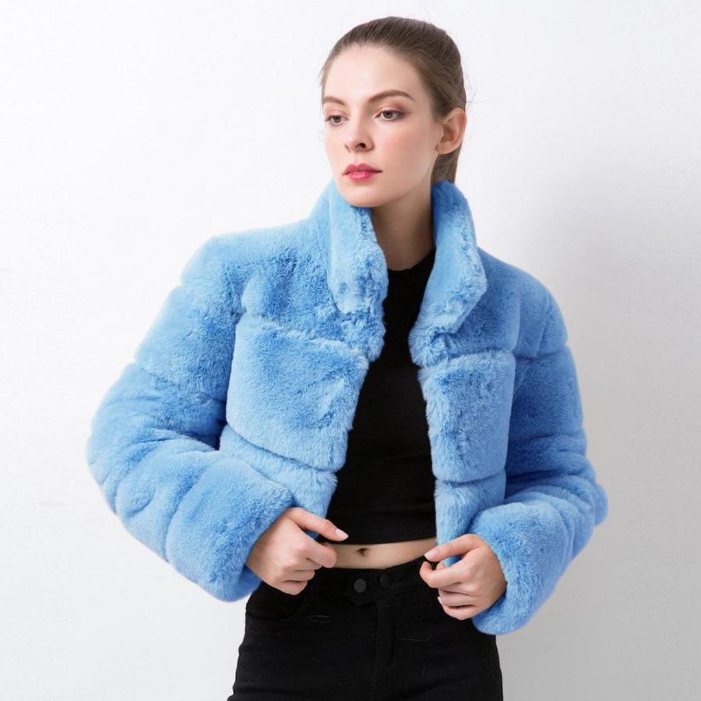 Winter Women's Short Slim Fit Fur Casual Warm and Comfortable Coat
