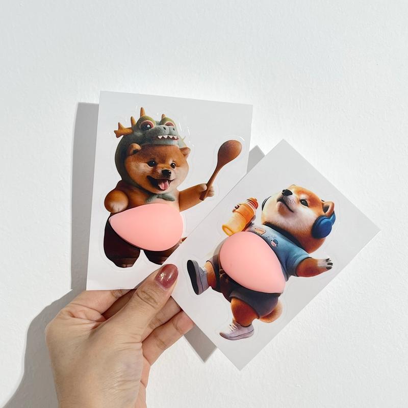 Squeezeable 1/2Pcs Shiba Inu Dog Belly Sticker 3D Cute Puppy Sticker Cute For Phonecase Party Favor New Year Gift Laptop Decal