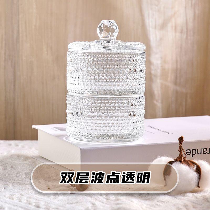 European Creative Luxury Crystal Glass Candy Jar with Lid Dried Fruit Jar Jewelry Storage Box Home Decoration Storage Jar