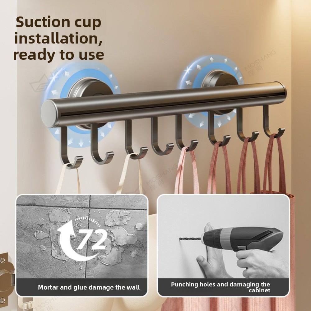 Adjustable Suction Cup Hook Space Saving Pull-Out Clothes Hanger Scarf Tie Rack  Closet Storage