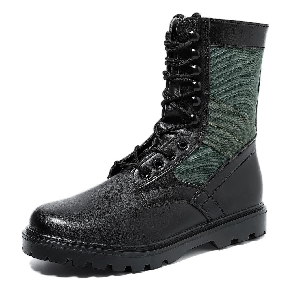 Men's High-top Boots High Quality Leather Casual Boots Breathable Canvas Boot Lace Up Desert Ankle Boots Hiking Boot
