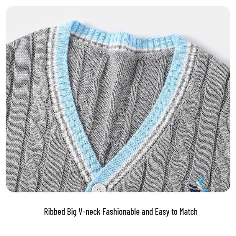 Navigare Kids' Unisex V-Neck Colorblock Knit Cardigan